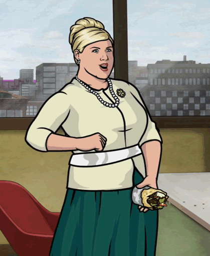 Character Pam Poovey gyrates with a gyro in this hilarious GIF.